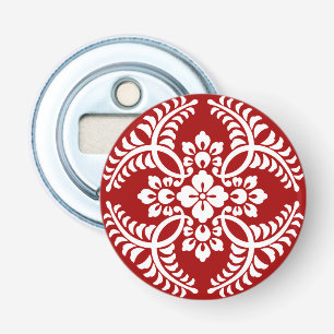 Japans Medallion Pattern, Deep Red en White Button Flesopener