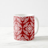 Japans Medallion Pattern, Deep Red en White Koffiemok (Voorkant rechts)