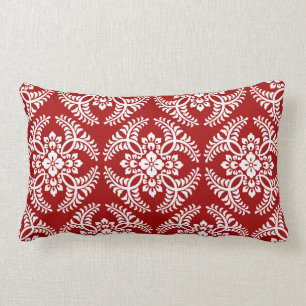Japans Medallion Pattern, Deep Red en White Kussen