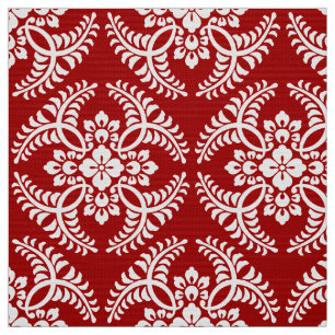 Japans Medallion Pattern, Deep Red en White Stof