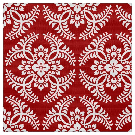Japans Medallion Pattern, Deep Red en White Stof (Swatch)
