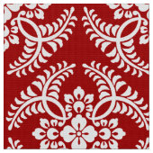 Japans Medallion Pattern, Deep Red en White Stof (Close Up)