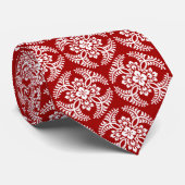 Japans Medallion Pattern, Deep Red en White Stropdas (Opgerold)