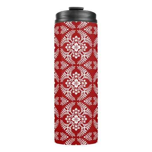 Japans Medallion Pattern, Deep Red en White Thermosbeker (Voorkant)