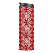 Japans Medallion Pattern, Deep Red en White Thermosbeker (Geroteerd rechts)