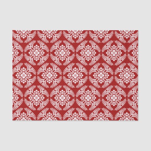 Japans Medallion Pattern, Deep Red en White Tissuepapier (Voorkant)
