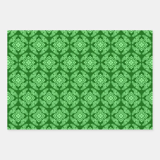 Japans Medallion Pattern, goud, grijs, groen Inpakpapier Vel (Voorkant 3)