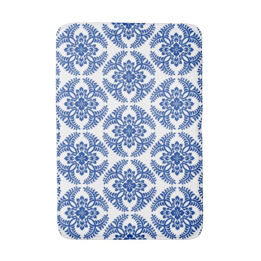 Japans Medallion Pattern, kobalt Blue en White Badmat (Voorkant Verticaal)