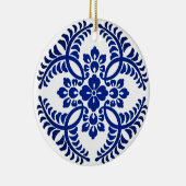 Japans Medallion Pattern, kobalt Blue en White Keramisch Ornament (Rechts)