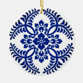 Japans Medallion Pattern, kobalt Blue en White Keramisch Ornament (Voorkant)