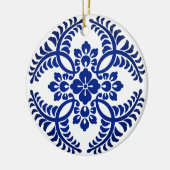 Japans Medallion Pattern, kobalt Blue en White Keramisch Ornament (Links)