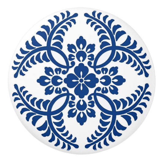 Japans Medallion Pattern, kobalt Blue en White Keramische Knop (Voorkant)