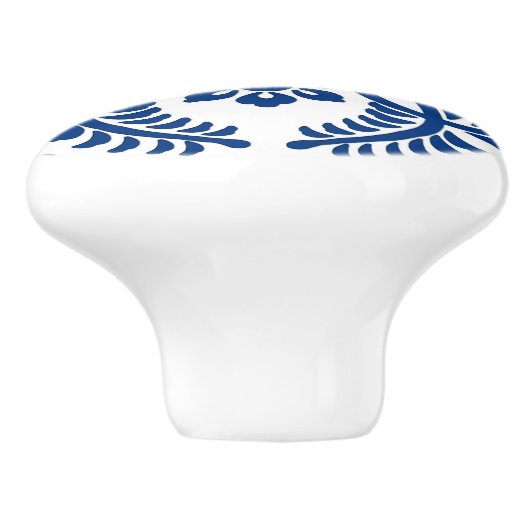 Japans Medallion Pattern, kobalt Blue en White Keramische Knop (Zijkant)