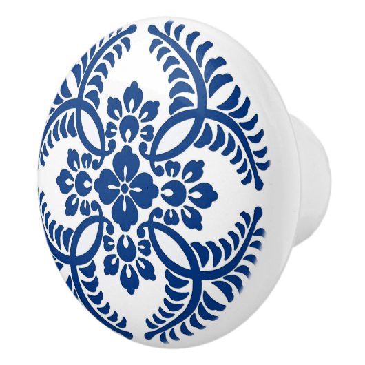 Japans Medallion Pattern, kobalt Blue en White Keramische Knop (Rechts)