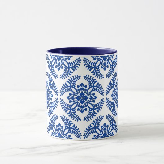 Japans Medallion Pattern, kobalt Blue en White Mok (Midden)