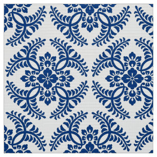 Japans Medallion Pattern, kobalt Blue en White Stof