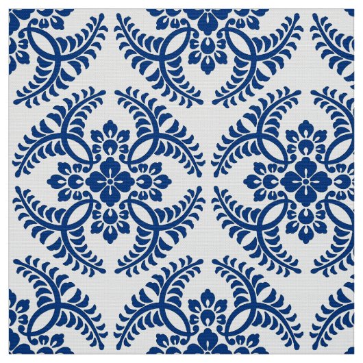 Japans Medallion Pattern, kobalt Blue en White Stof (Swatch)