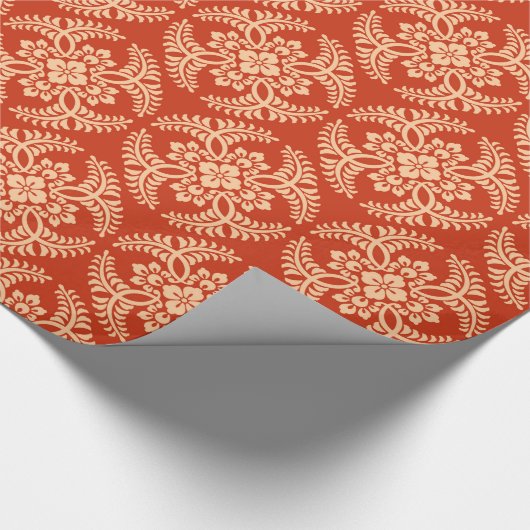 Japans Medallion Pattern, Mandarijns Sinaasappel Cadeaupapier (Hoek)