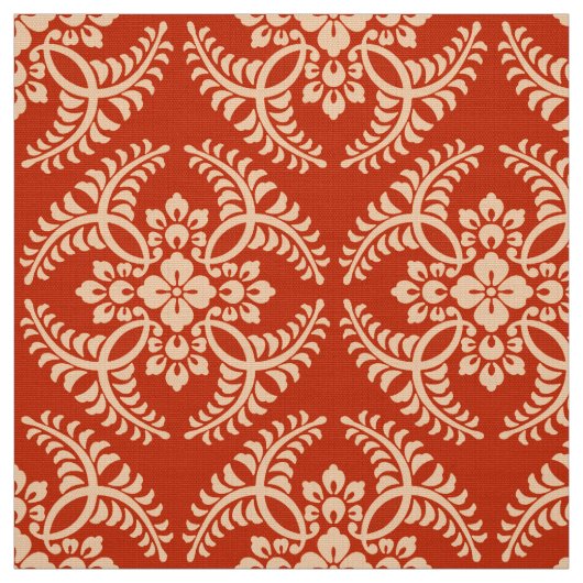Japans Medallion Pattern, Mandarijns Sinaasappel Stof (Swatch)