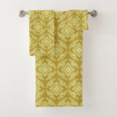Japans Medallion Pattern, Mustard Yellow Bad Handdoek (Insitu)