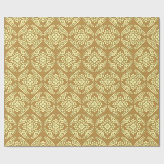 Japans Medallion Pattern, Mustard Yellow Cadeaupapier (Vlak)