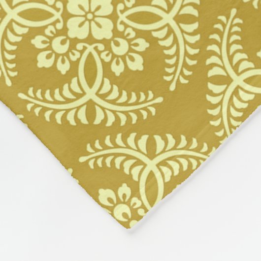 Japans Medallion Pattern, Mustard Yellow Fleece Deken (Hoek)