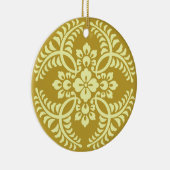 Japans Medallion Pattern, Mustard Yellow Keramisch Ornament (Rechts)