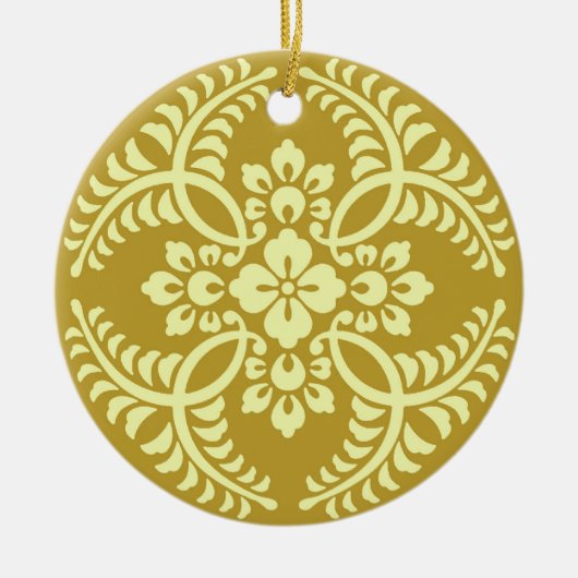 Japans Medallion Pattern, Mustard Yellow Keramisch Ornament (Voorkant)