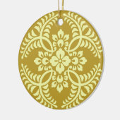 Japans Medallion Pattern, Mustard Yellow Keramisch Ornament (Links)