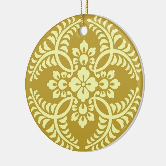 Japans Medallion Pattern, Mustard Yellow Keramisch Ornament (Links)