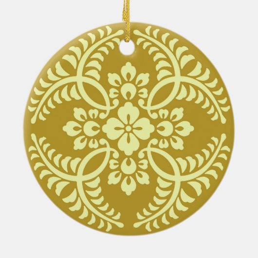 Japans Medallion Pattern, Mustard Yellow Keramisch Ornament (Achterkant)