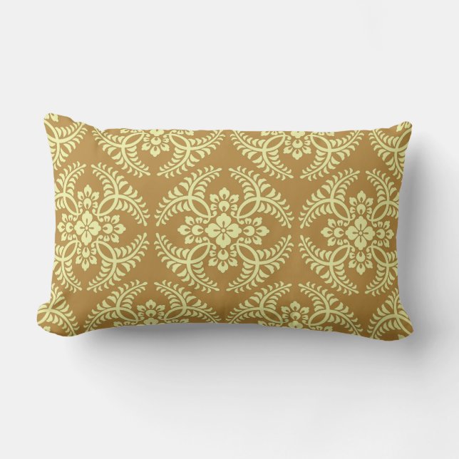 Japans Medallion Pattern, Mustard Yellow Kussen (Voorkant)