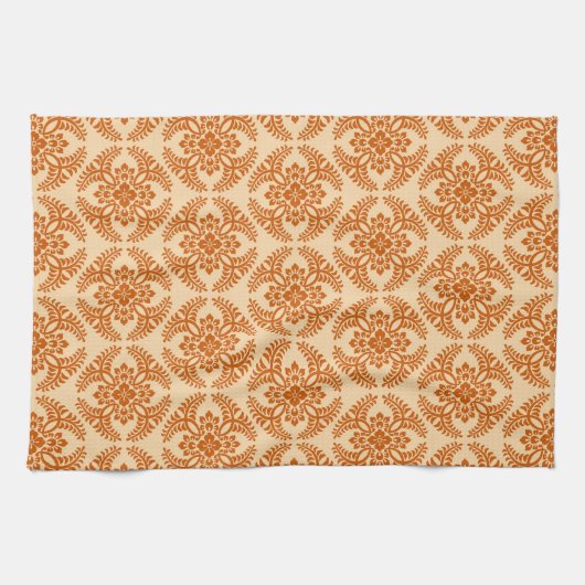 Japans Medallion Pattern, Pastel Oranje Theedoek (Horizontaal)