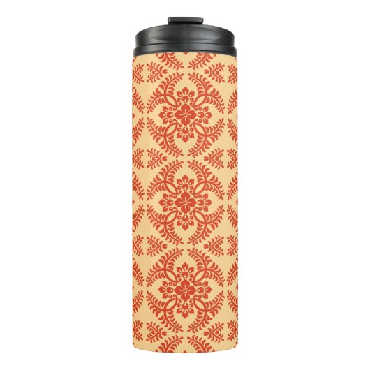 Japans Medallion Pattern, Pastel Oranje Thermosbeker (Voorkant)