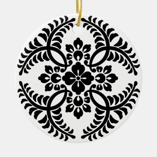 Japans Medallion Pattern, zwart en wit Keramisch Ornament (Voorkant)