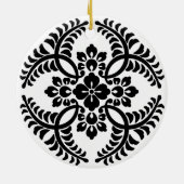 Japans Medallion Pattern, zwart en wit Keramisch Ornament (Achterkant)