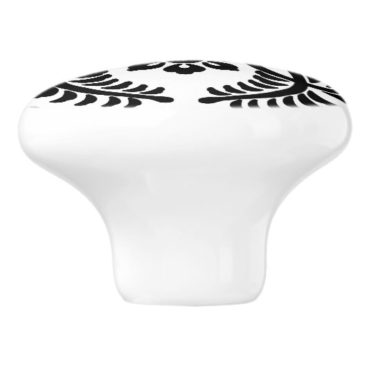 Japans Medallion Pattern, zwart en wit Keramische Knop (Zijkant)