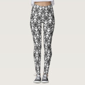Japans Medallion Pattern, zwart en wit Leggings (Voorkant)