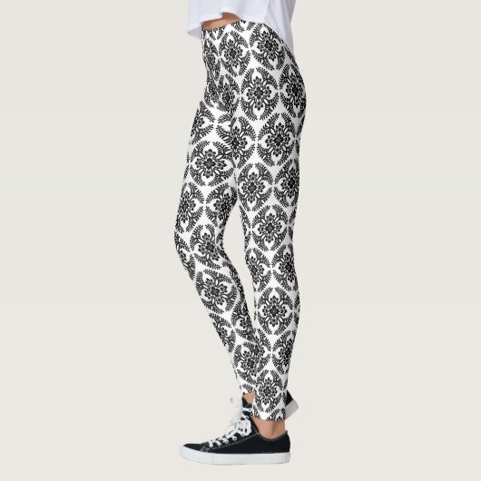Japans Medallion Pattern, zwart en wit Leggings (Links)