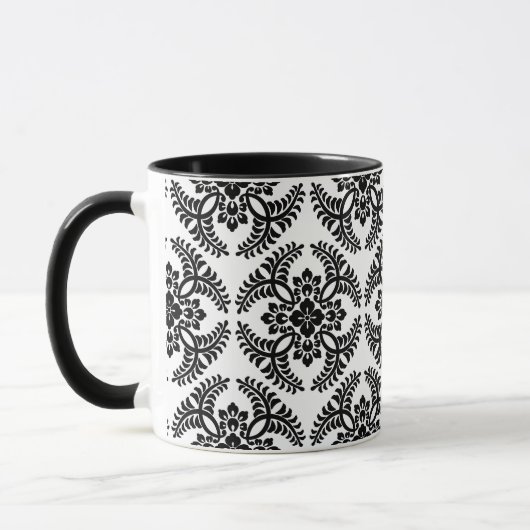 Japans Medallion Pattern, zwart en wit Mok (Links)