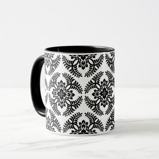 Japans Medallion Pattern, zwart en wit Mok (Voorkant links)