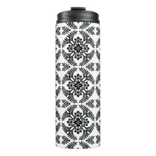 Japans Medallion Pattern, zwart en wit Thermosbeker