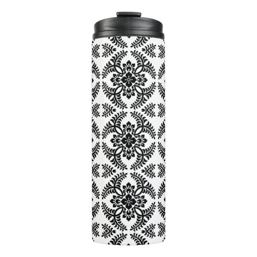 Japans Medallion Pattern, zwart en wit Thermosbeker (Voorkant)