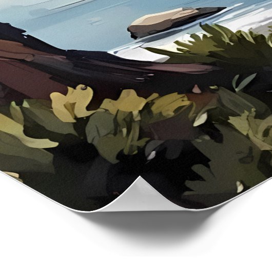 Japans meer met kersenbloesems poster (Hoek)