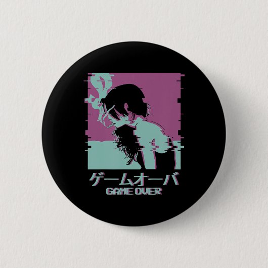 Japans meisje Anime gooide over Ronde Button 5,7 Cm (Voorkant)