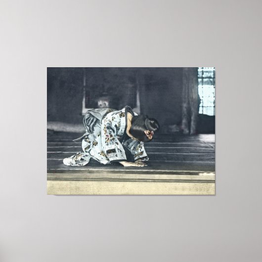 Japans meisje Bowing Dogeza Canvas Afdruk (Voorkant)