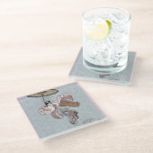 Japans meisje dat vliegt met Umbrella Glazen Onderzetter (Schuin)