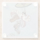 Japans meisje dat vliegt met Umbrella Glazen Onderzetter (Achterkant)