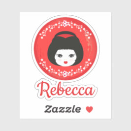 Japans meisje Doll in rood design Sticker