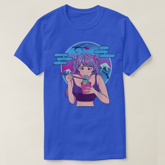Japans meisje eet noedels anima t-shirt (Design voorkant)